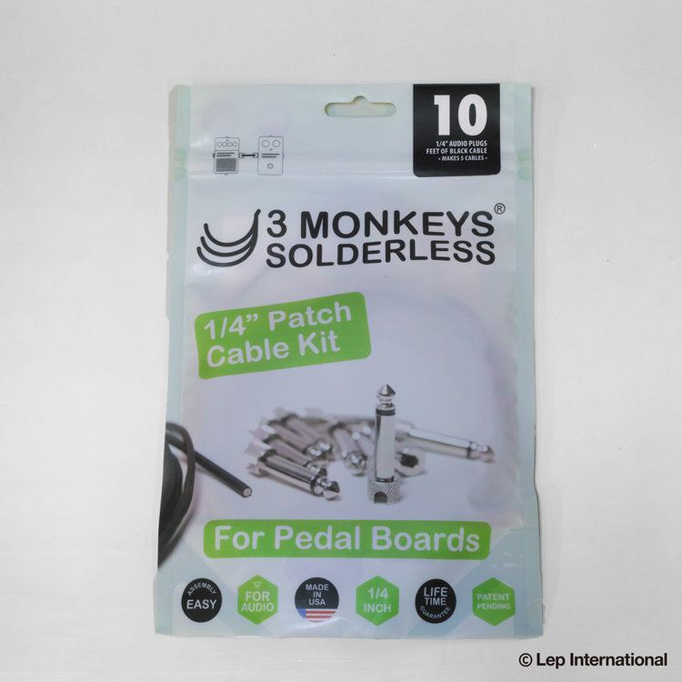 3 Monkeys Solderless - 1/4" Pedalboard Patch Cable Kit