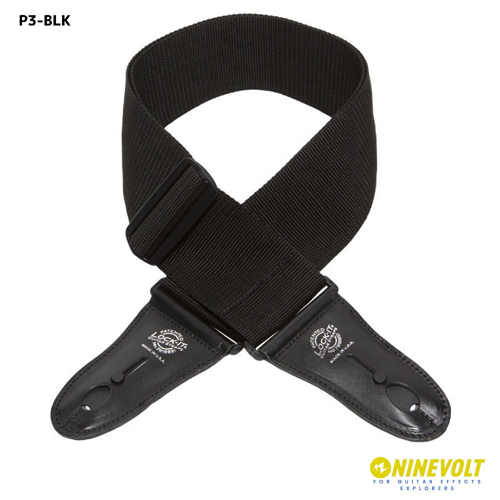 Lock-It Guitar Straps - Poly Pro 3” LIS 012 P3-BLK