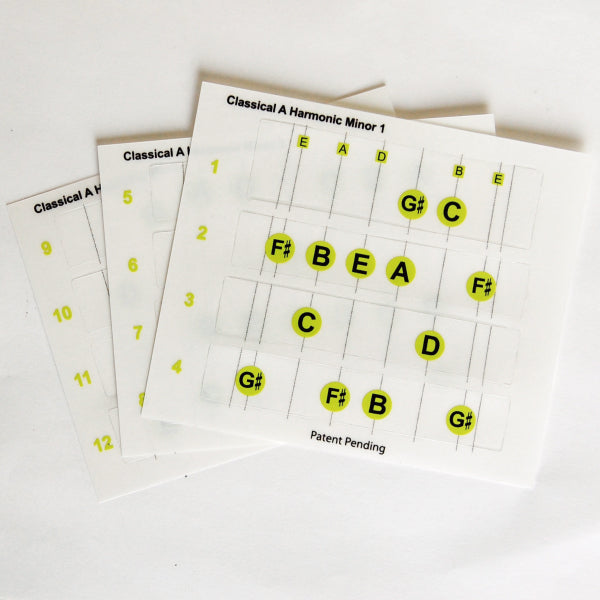 Fret Daddy - スケール教則シール 【メロディックマイナースケール(Aスケール)(クラシックギター用)】