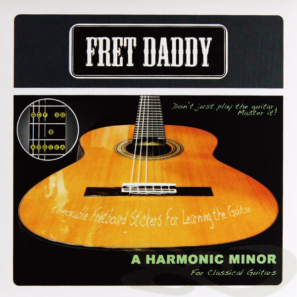 Fret Daddy - スケール教則シール 【ハーモニックマイナースケール(Aスケール)(クラシックギター用)】