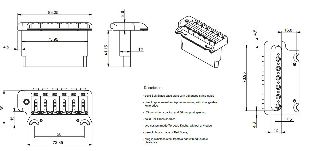 ABM - ABM5200C PRSタイプの2点支持トレモロ