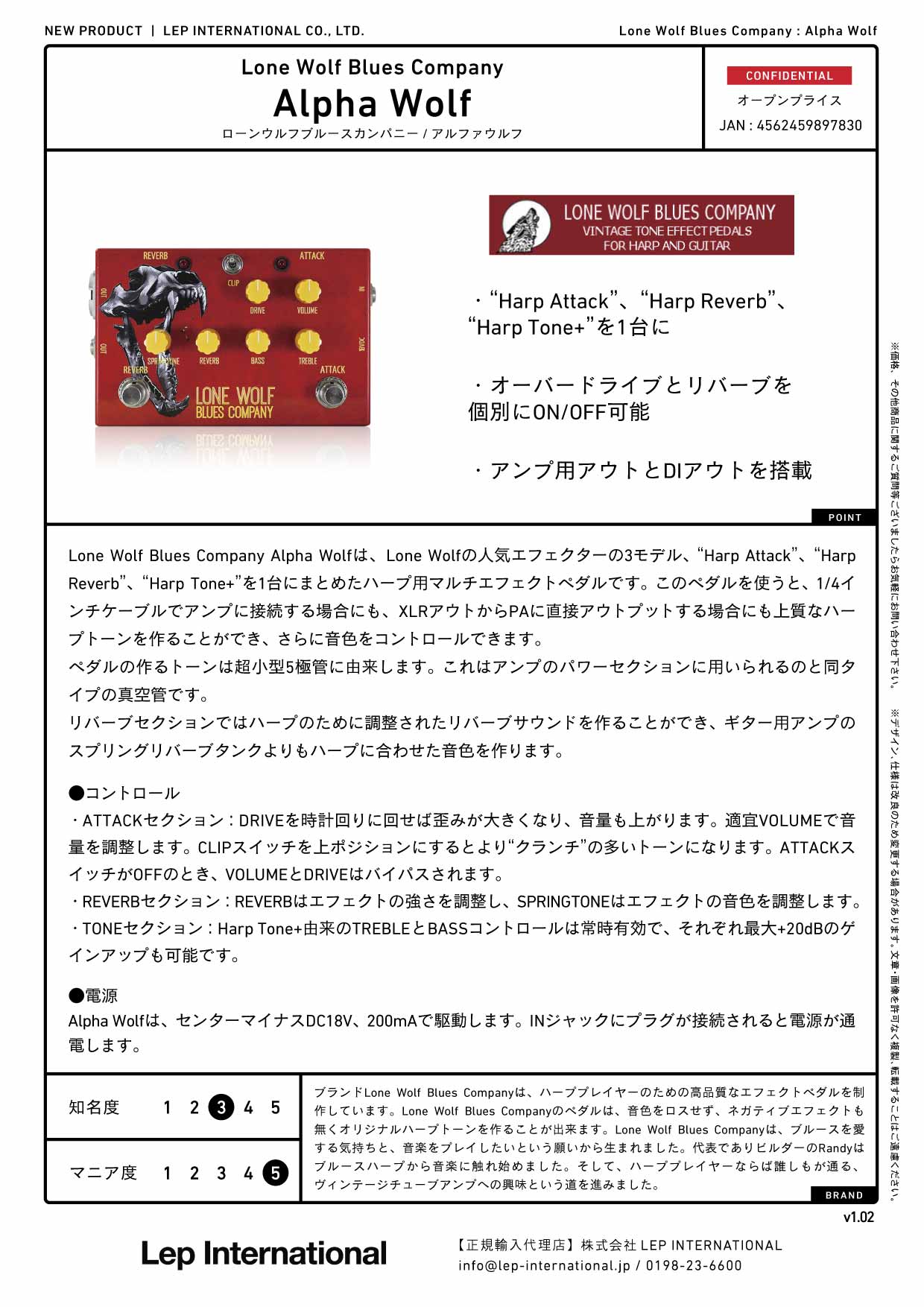 Lone Wolf Blues Company - Alpha Wolf（18Vアダプター付属）