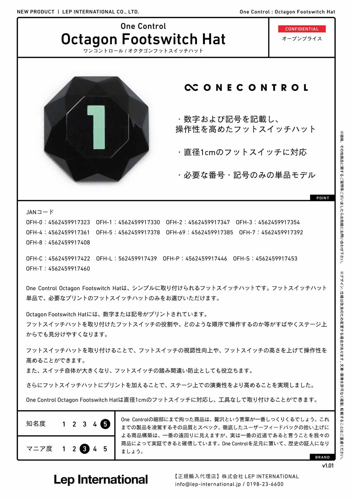 One Control - Octagon Footswitch Hat