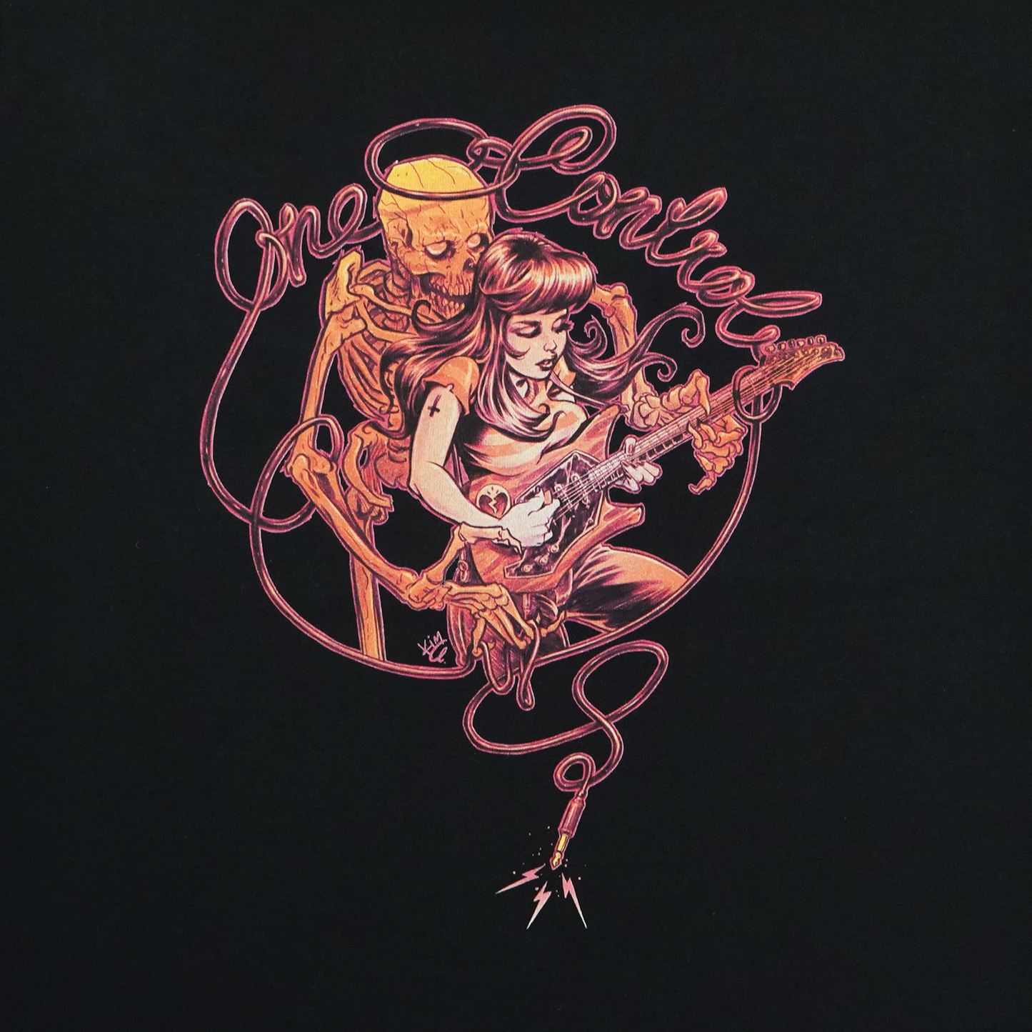One Control - the Skull with Girl ロングTシャツ