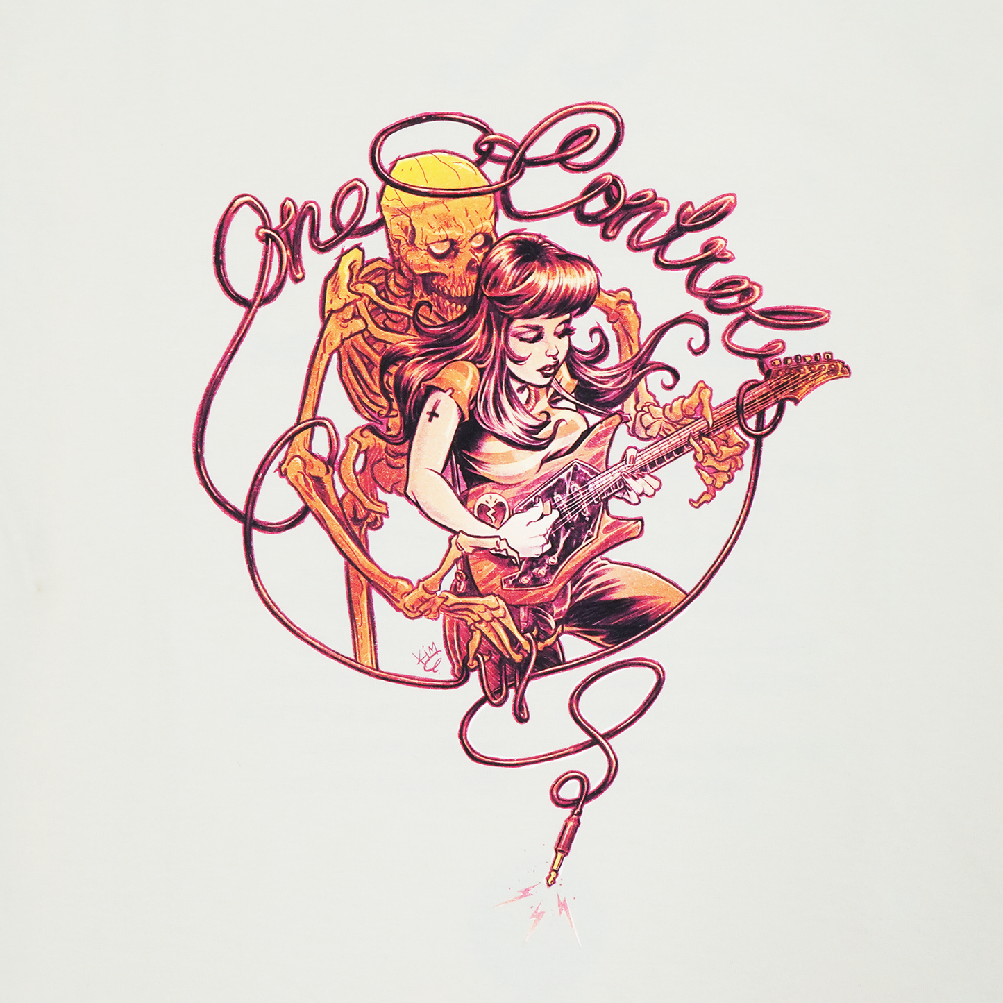 One Control - the Skull with Girl ロングTシャツ