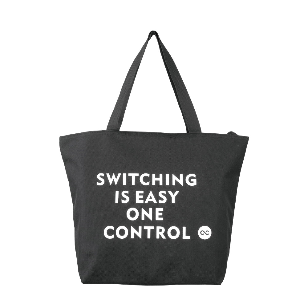 One Control　ファスナー付きトートバッグ　ブラック　Switching is Easy プリント