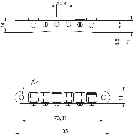 ABM/ABM2500C-RE　ビンテージABR-1タイプブリッジ　クローム（インチ規格)