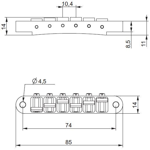 ABM/ABM2504N　ナッシュビルタイプブリッジセット　ニッケル（インチ規格）